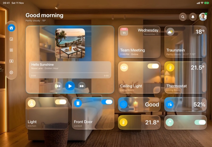 LumiGlass Beta Screenshot — iPad · Dunkel · Englisch
