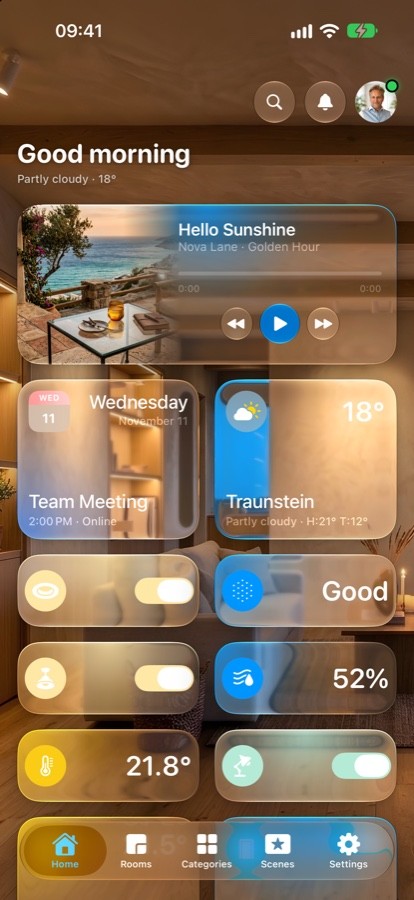 LumiGlass Beta Screenshot — iPhone · Dunkel · Englisch